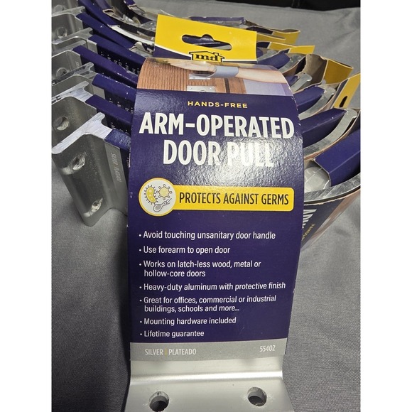 M-D Hands Free Arm Operated Door Pull Opener Silver 55402 Aluminum 5" Lot of 2 - Picture 4 of 9